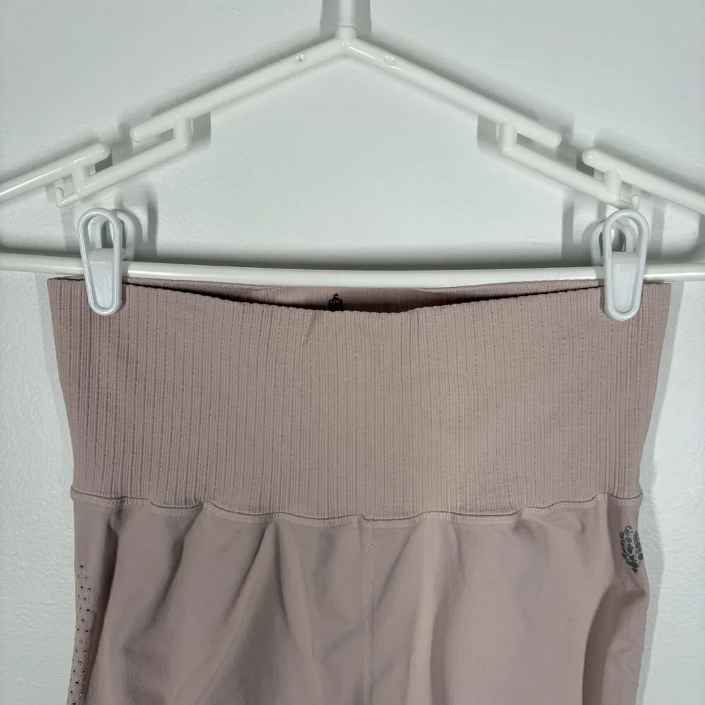 FP Movement Women M/L Blush Pink Cutout High Rise Good Karma Running Shorts